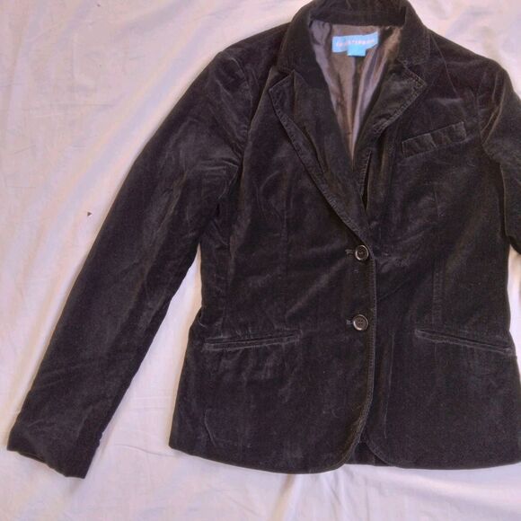 Velvet Jacket Black Velour Blazer Lined Elegant Goth Vampire Women's 10 - Picture 6 of 13